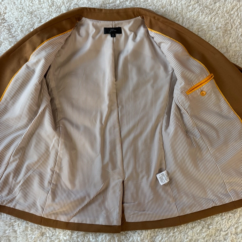 J.Crew Parke Blazer Caramel Wool Flannel #J5627 Classic Jacket Women’s Size 10 - Picture 12 of 16
